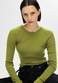 Selected Femme LANGARM - Strickpullover - cardamom seed