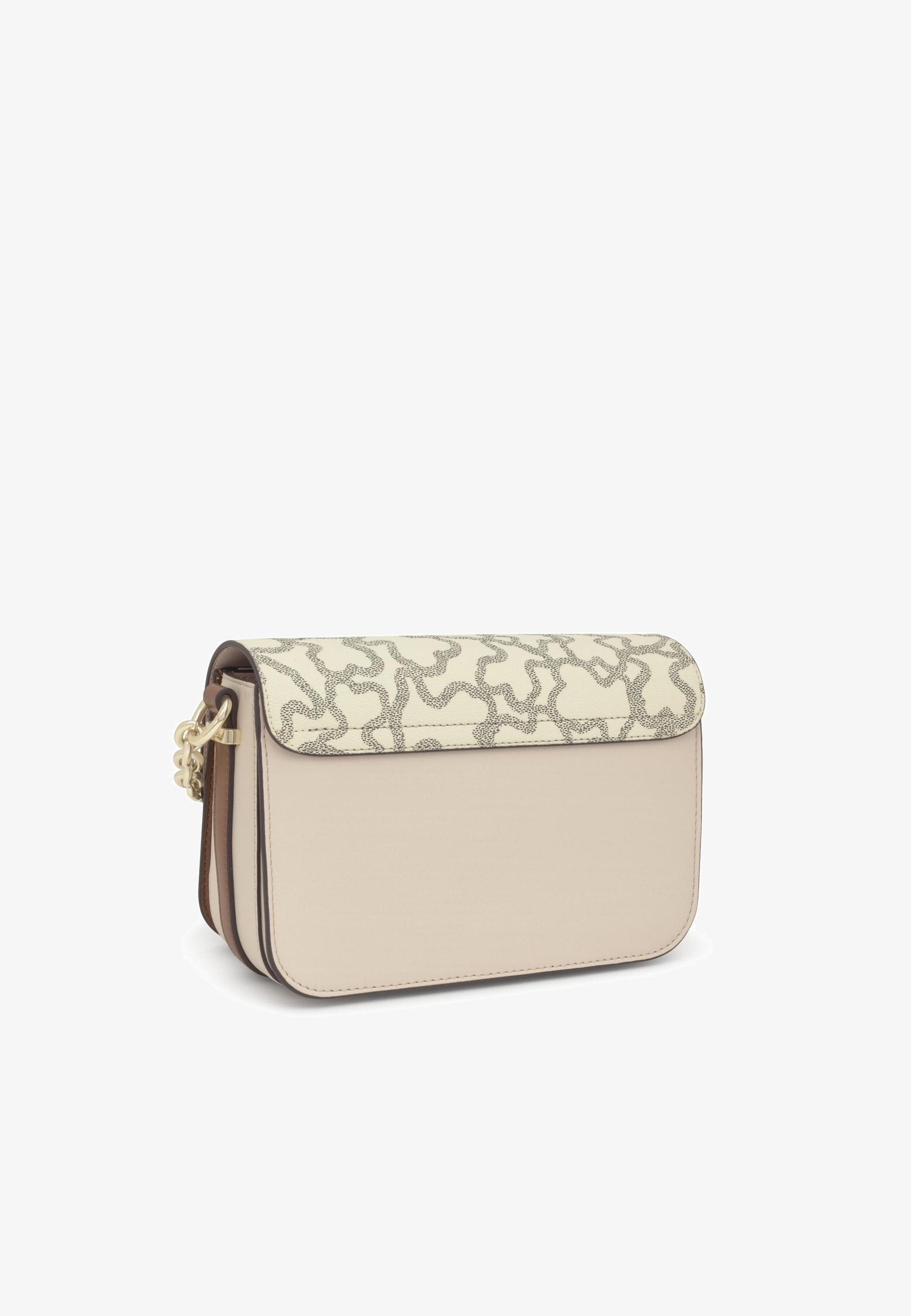 TOUS Borsa Chain Kaos Icon Media In Tela E Poliuretano - Nero/Beige - Tracolla Regolabile Con Catena Dorata