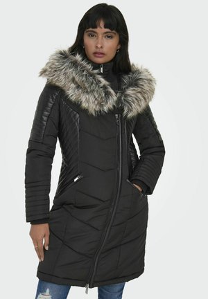 ONLY LINETTE FUR HOOD - Zimný kabát - black