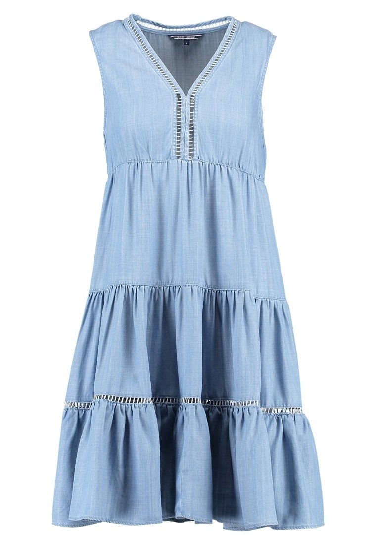 tommy hilfiger tiered denim dress Vintage 2000s 00s Tommy Hilfiger Baby Denim Dress