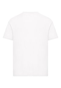 White cotton t-shirt with short sleeves and a round neckline. Smooth texture, no patterns or accents visible. Back view shown.