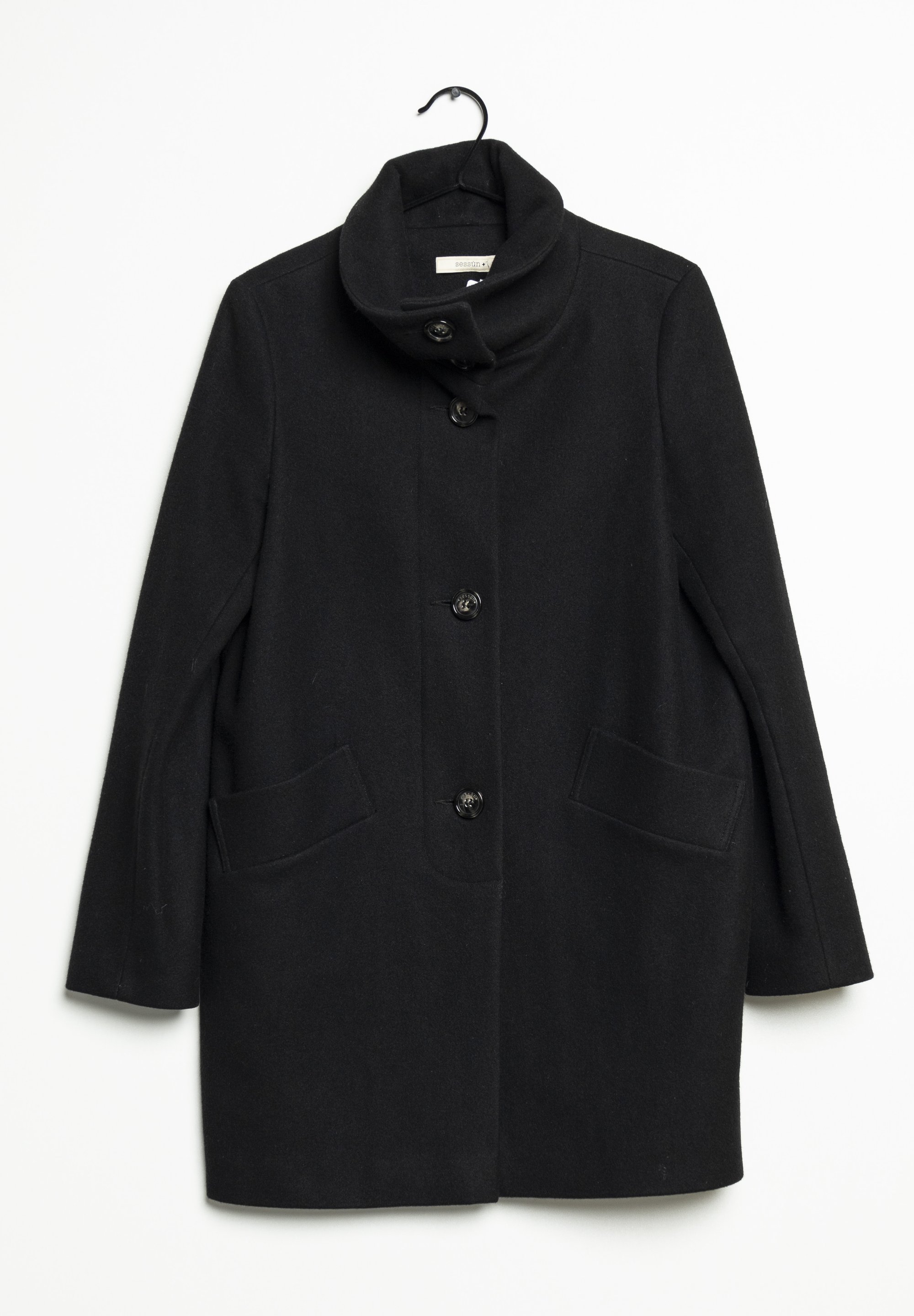 sessùn Classic coat black (Pre-owned) Zalando