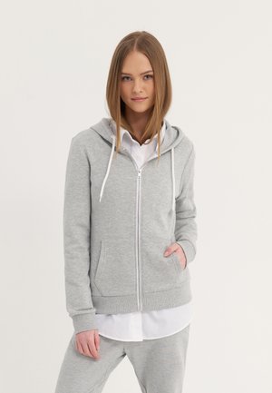 Sweater met rits - mottled light grey