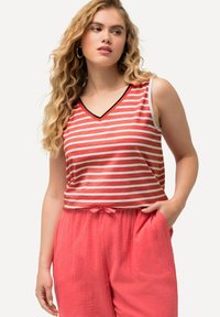 Ulla Popken STRIPED - Top - dark coral