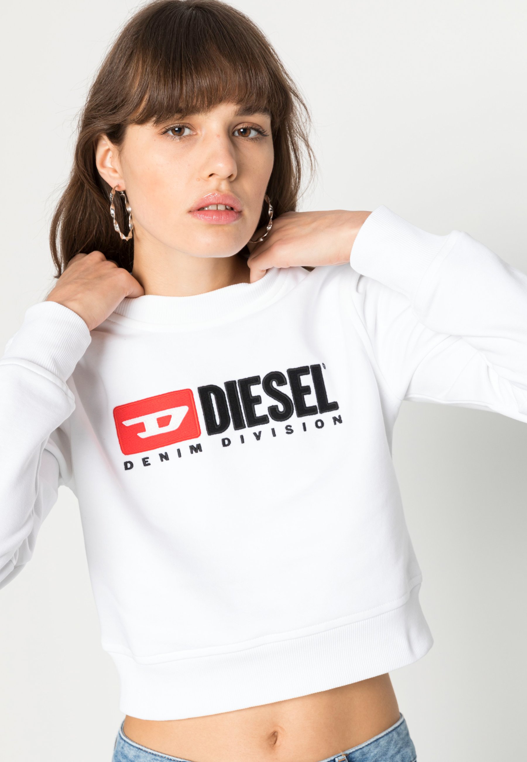 Diesel F-SLIMMY-DIV - Sweater - white/wit - Zalando.nl