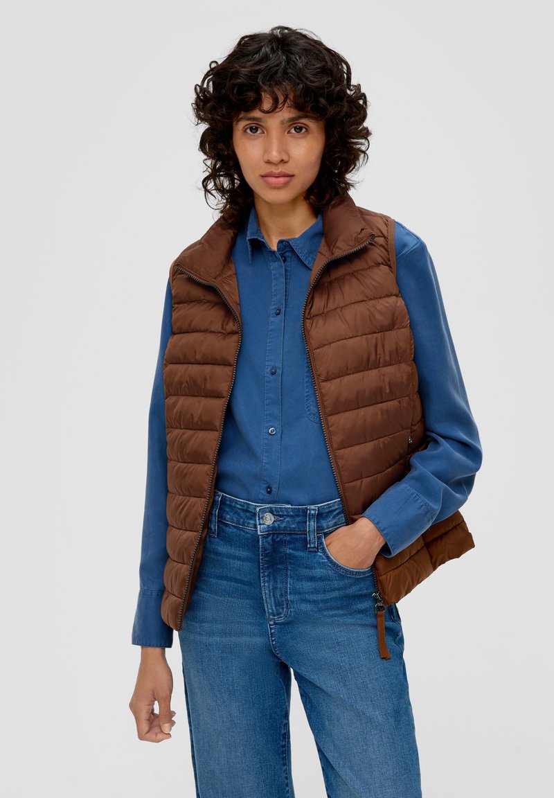 s.Oliver STEPP MIT REISSVERSCHLUSSTASCHEN - Weste - zimt