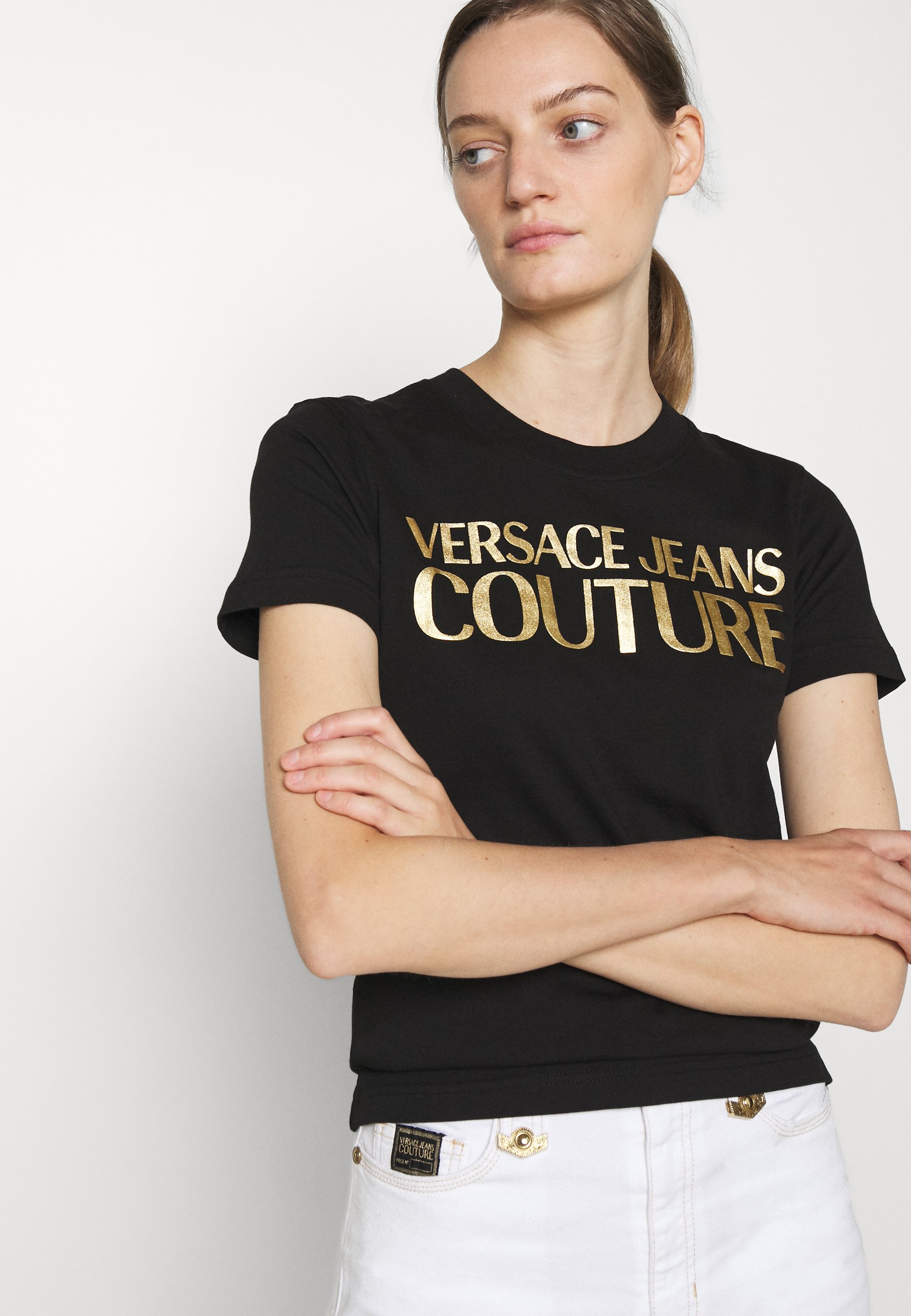 versace jeans black and gold t shirt