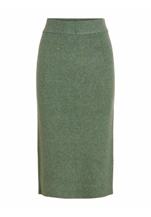 VILA, KNITTED SKIRT VILOLO MIDI - Puzdrová sukňa - laurel wreath