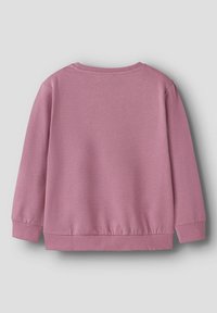 Felpa rosa con colletto a girocollo a coste, maniche lunghe e orlo e polsini elasticizzati. Tessuto morbido, senza motivi o dettagli visibili.