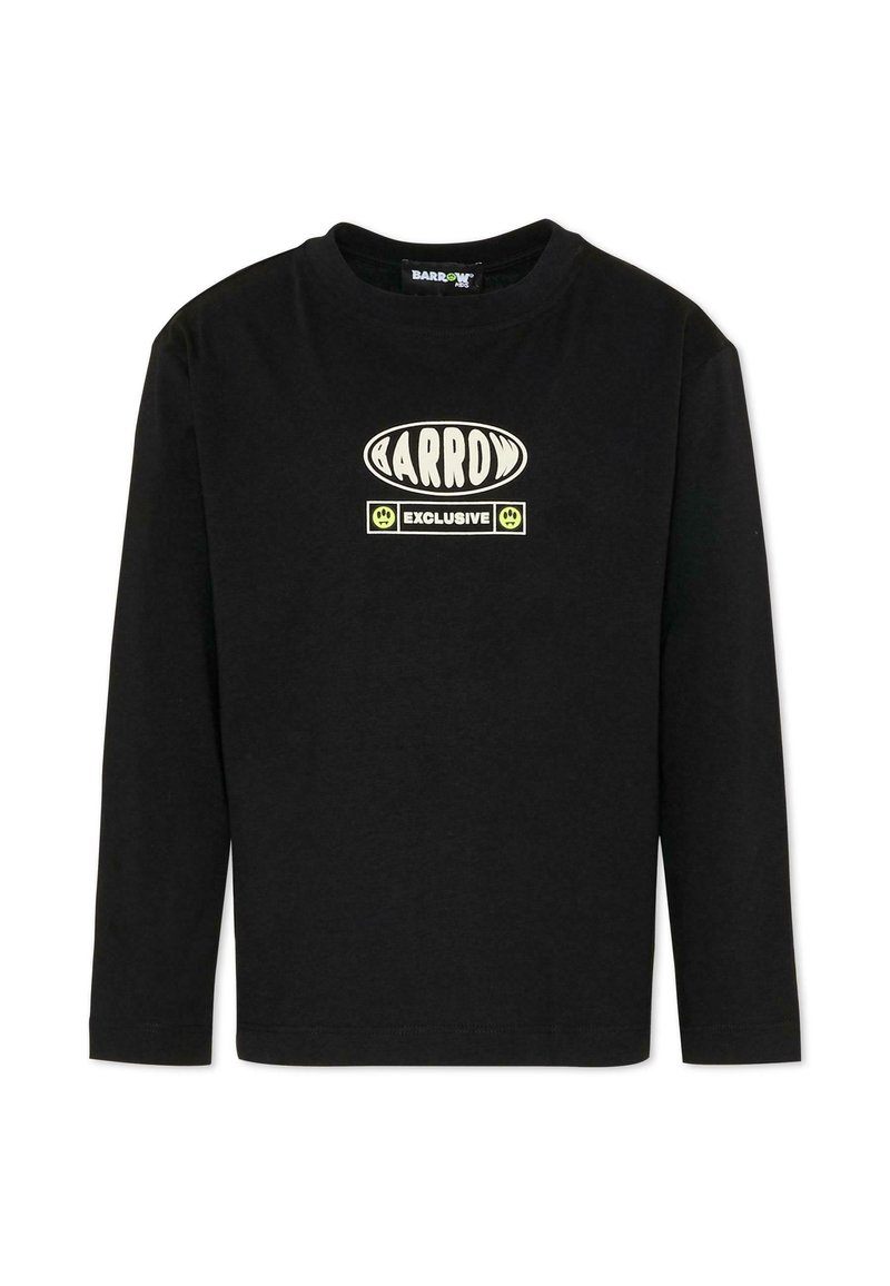 Czarna koszula z długim rękawem z bawełny, z białym i zielonym logo z napisem "BARROW EXCLUSIVE" na środku.