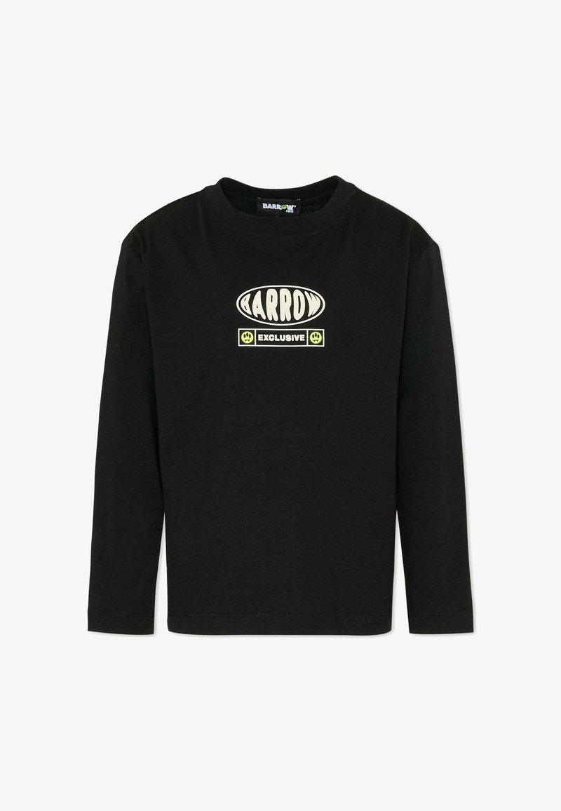 Czarna koszula z długim rękawem z bawełny, z białym i zielonym logo z napisem "BARROW EXCLUSIVE" na środku.