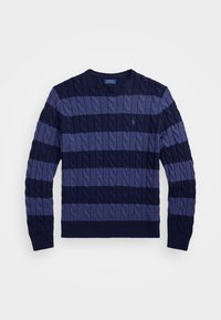 STRIPED CABLE KNIT COTTON SWEATER - Jumper - navy combo