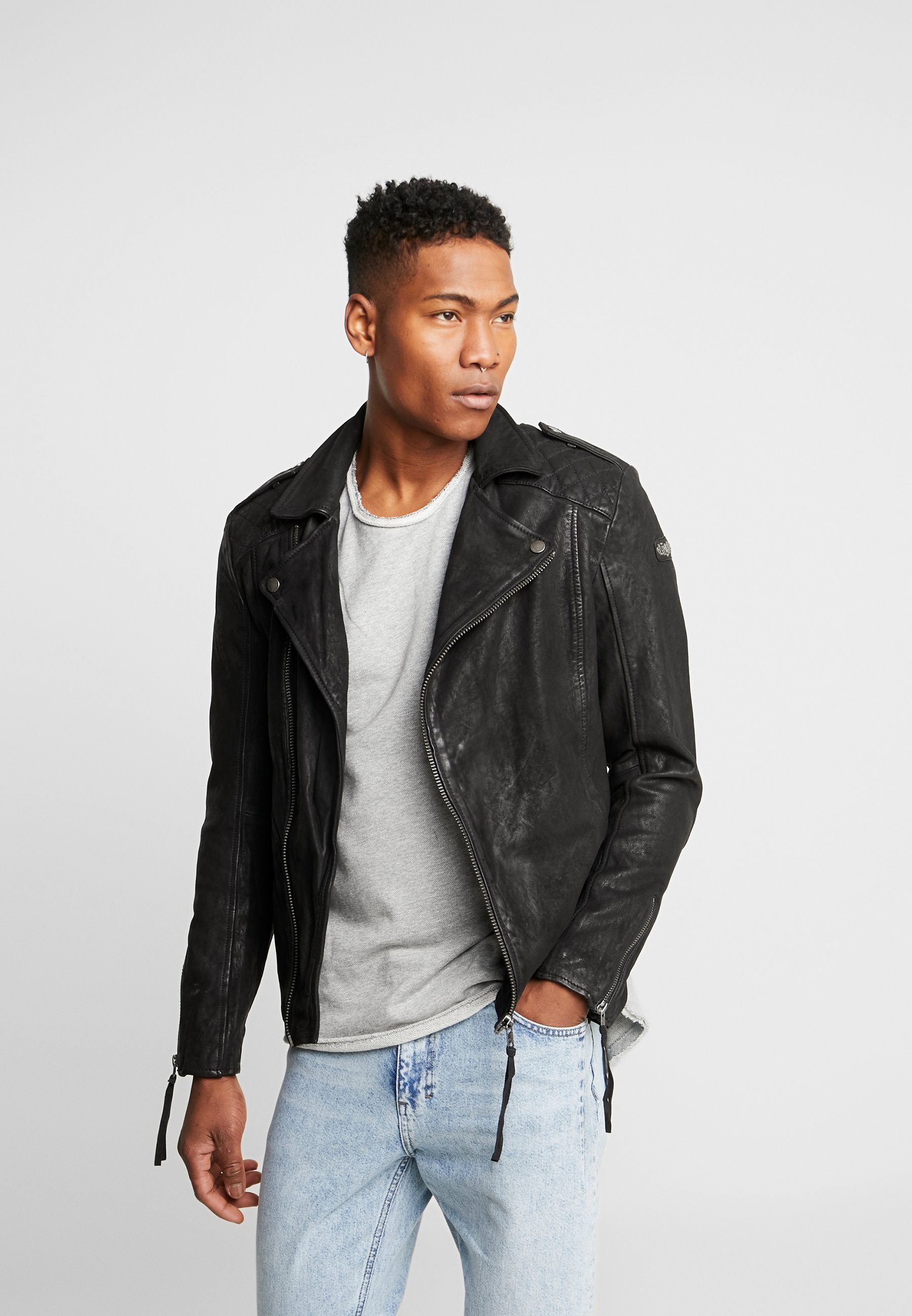 Tigha Elon Buffed Lederjacke Black Schwarz Zalando De