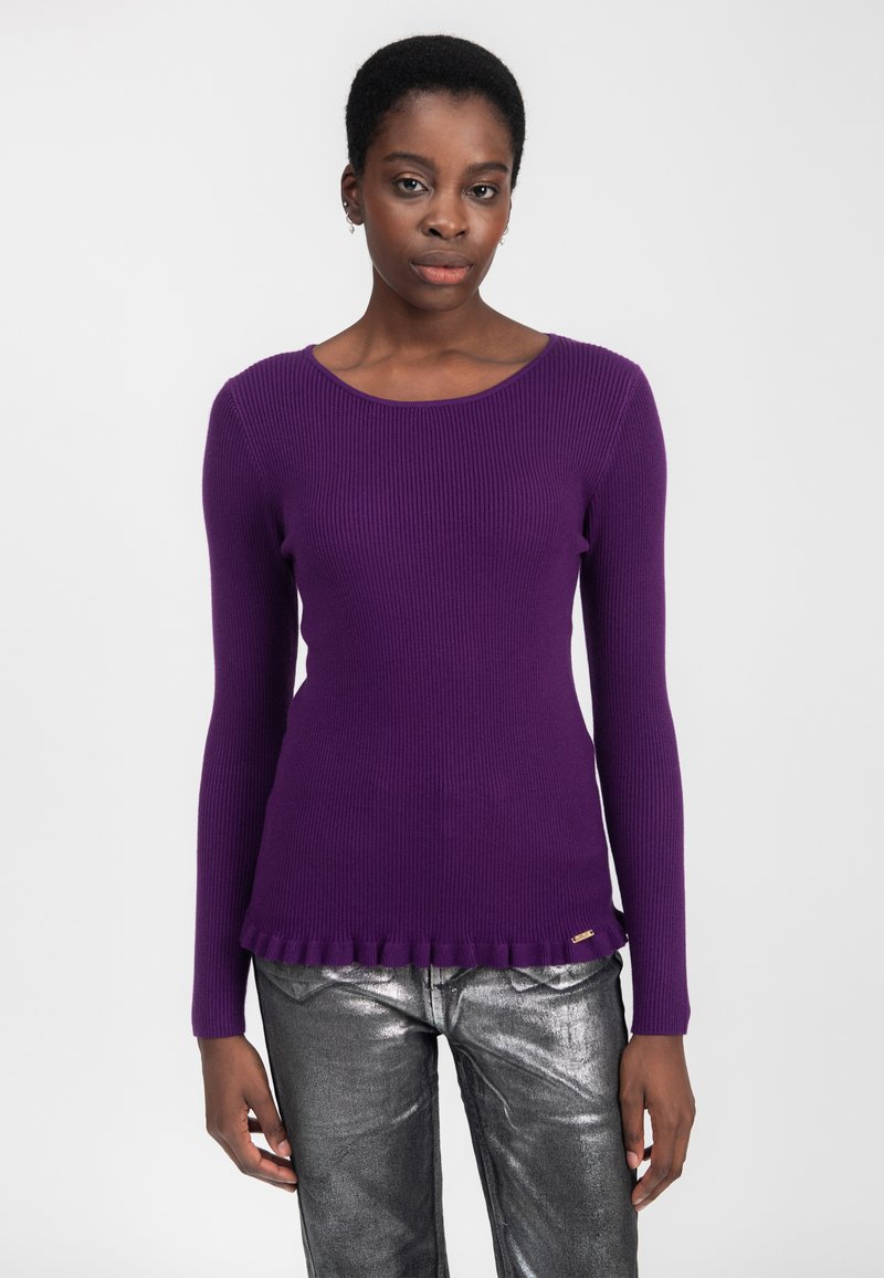INFLUENCER RUCHED HEM - Strickpullover - purple