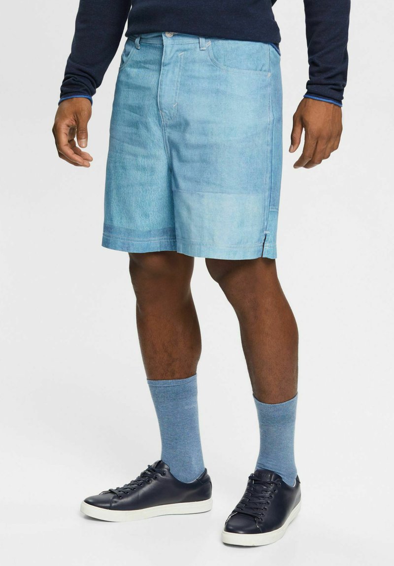 Esprit MIT ALLOVER PRINT Denim shorts blue medium wash/blue denim