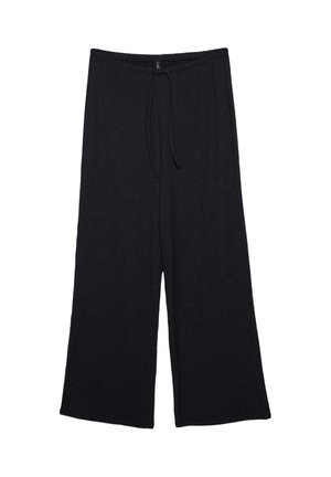 Bredde sorte bukser med snor i taljen, lavet af et tekstureret stof. Har en løs pasform og cropped længde.
