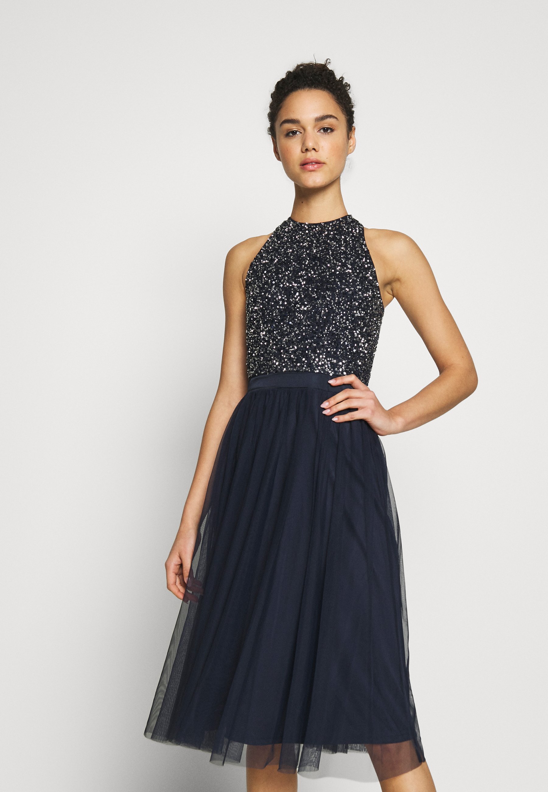 Lace Beads Sania Dress Cocktailkleid Festliches Kleid Navy Dunkelblau Zalando De