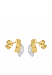 Guld- og sølvstikkere har et buet design med en blank, struktureret overflade og en blomsterformet bagside.