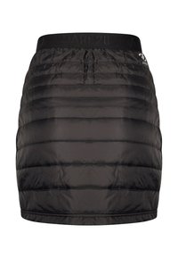 Schwarzer Pufferrock mit horizontalen Steppnähten, elastischem Bund und dezentem Branding. Glattes, wasserabweisendes Material.