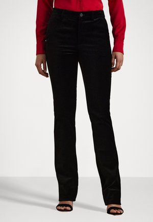 HIGH-RISE STRETCH VELVET BOOT TROUSER - Trousers - black