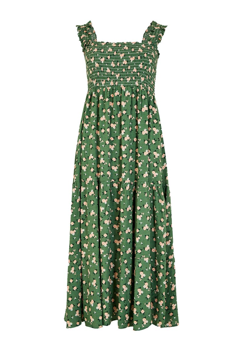 green emerald velvet dress Solid & Striped Delta Embroidered Midi Dress