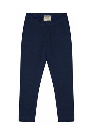Navyblauwe leggings van een katoenmix, met een gladde afwerking, rekkende tailleband en zonder zichtbare patronen of decoratieve details.
