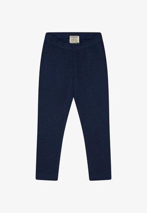 Leggings blu navy realizzati in tessuto misto cotone, con una finitura liscia, una vita elasticizzata e senza motivi o dettagli decorativi visibili.