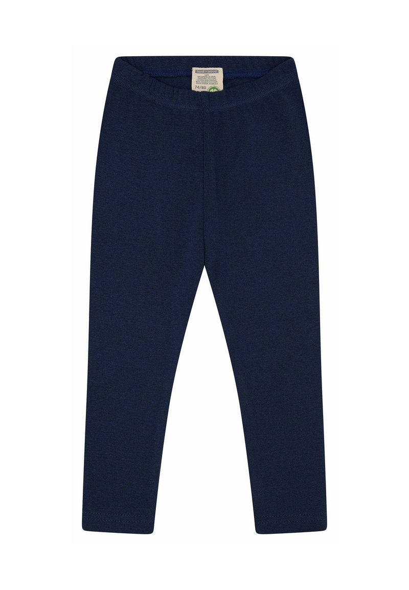 Leggings blu navy realizzati in tessuto misto cotone, con una finitura liscia, una vita elasticizzata e senza motivi o dettagli decorativi visibili.