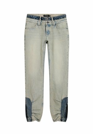 Lichtgewassen spijkerbroek met een ontspannen pasvorm, voorzien van donkerblauwe contrasterende kniestukken en een licht taps toelopende pijp. Klassiek 5-pocket ontwerp.