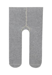 Grå ribbade leggings med en fotlös design, med förstärkt gren och släta sömmar, lämpliga för komfort och enkel användning.