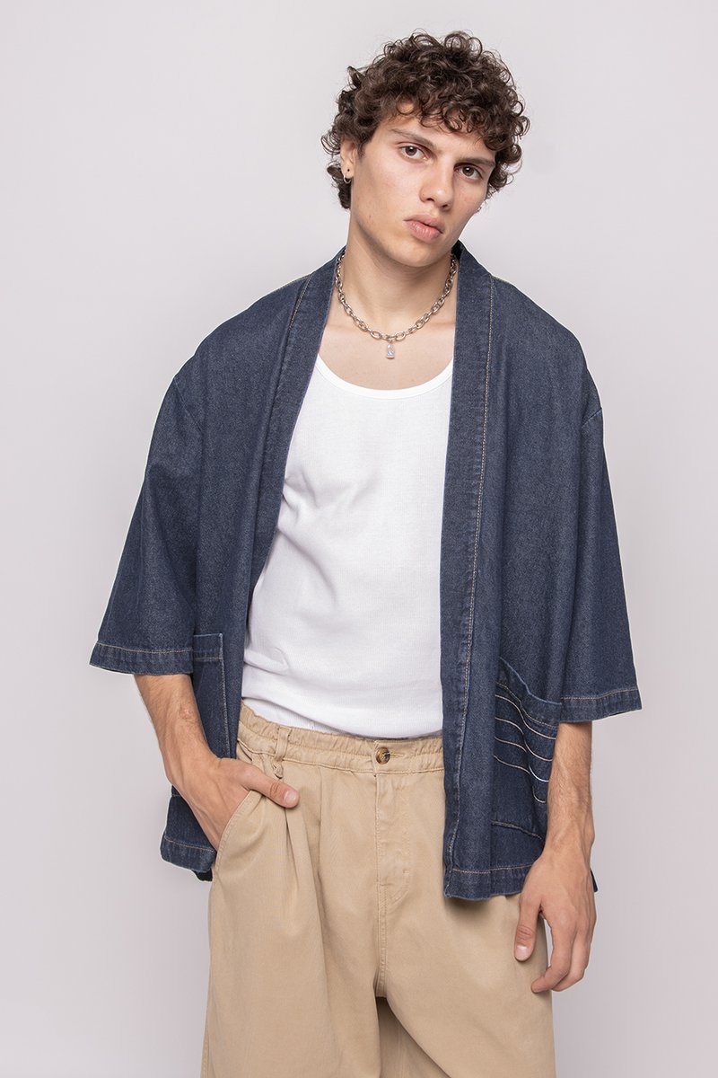 Kaotiko KIMONO UNISEX - Īss mētelis - denim blue