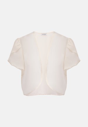 Kermanvärinen lyhyt paita, jossa lyhyet puff-hihat ja syvä V-kaula-aukko, kauluksessa sisäpuolella "Anna Field" -etiketti.