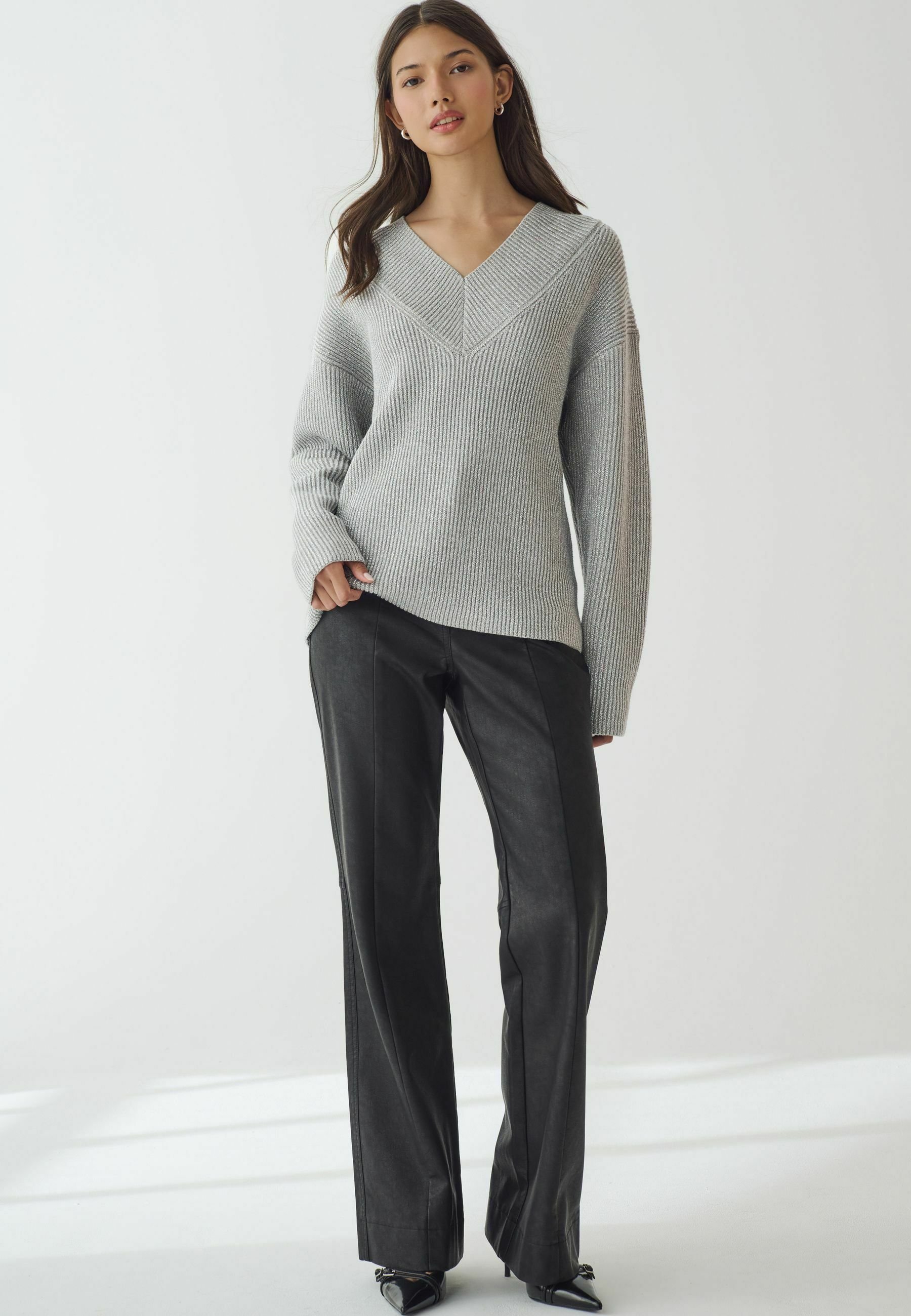 Next V-NECK - Pulover - grey sparkle/argintiu - Zalando.ro