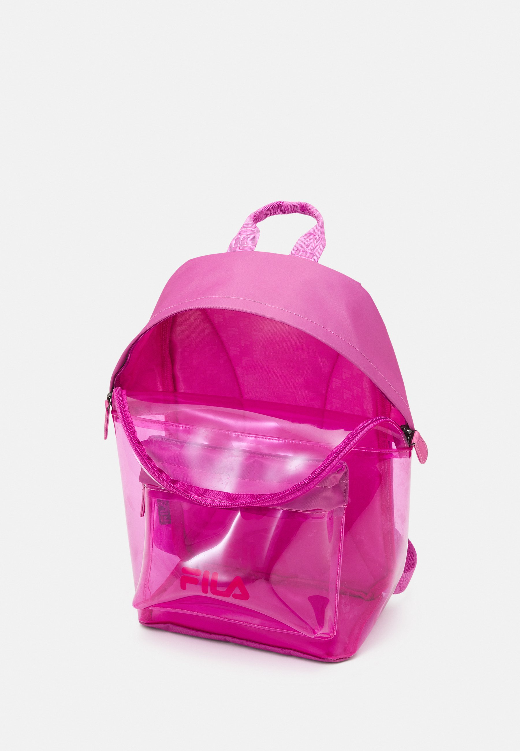 pink see through backpack