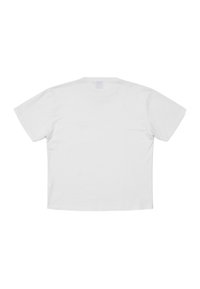 T-shirt blanc à manches courtes, en coton, avec une coupe ample, un col rond et un design minimaliste sans embellissements ni motifs.