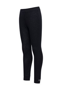 Svarta leggings tillverkade av ett lätt, texturerat tyg. Har en figurnära design med en diskret logotyp vid vristen. Slät midja.