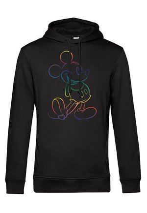 Czarna bluza z kapturem z grafiką przednią przedstawiającą Micky'ego Mouse'a w tęczowym obrysie. Posiada regulowany kaptur oraz ściągacze przy mankietach i u dołu.