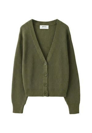 Stradivarius, V-NECK KNIT CARDIGAN - Gilet - green