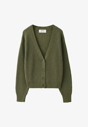 Stradivarius, V-NECK KNIT CARDIGAN - Gilet - green
