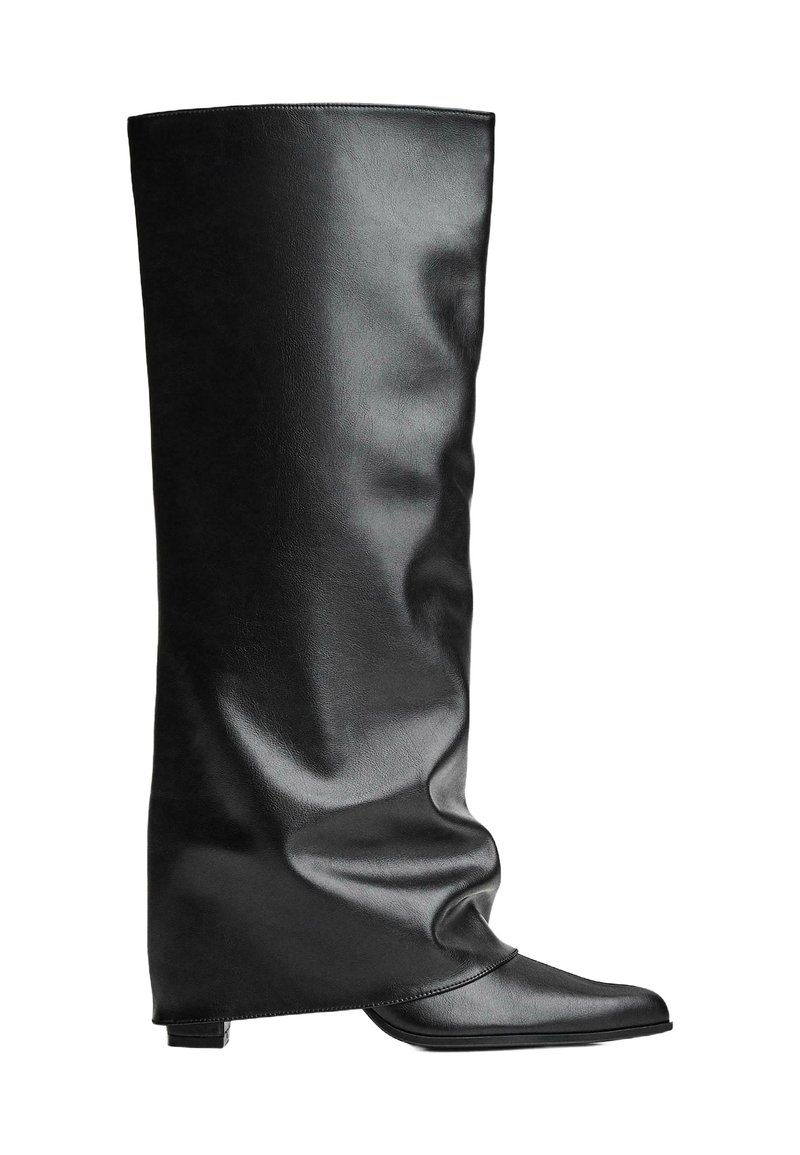 Stivali da Donna con Tacco Alto al Ginocchio e Pieghevoli Stivali da Donna in Stile Western con Ghetta Risvolto,Calde e Comode,Morbidi Stivaletti a metà Polpaccio in Tinta Unita (White, 37