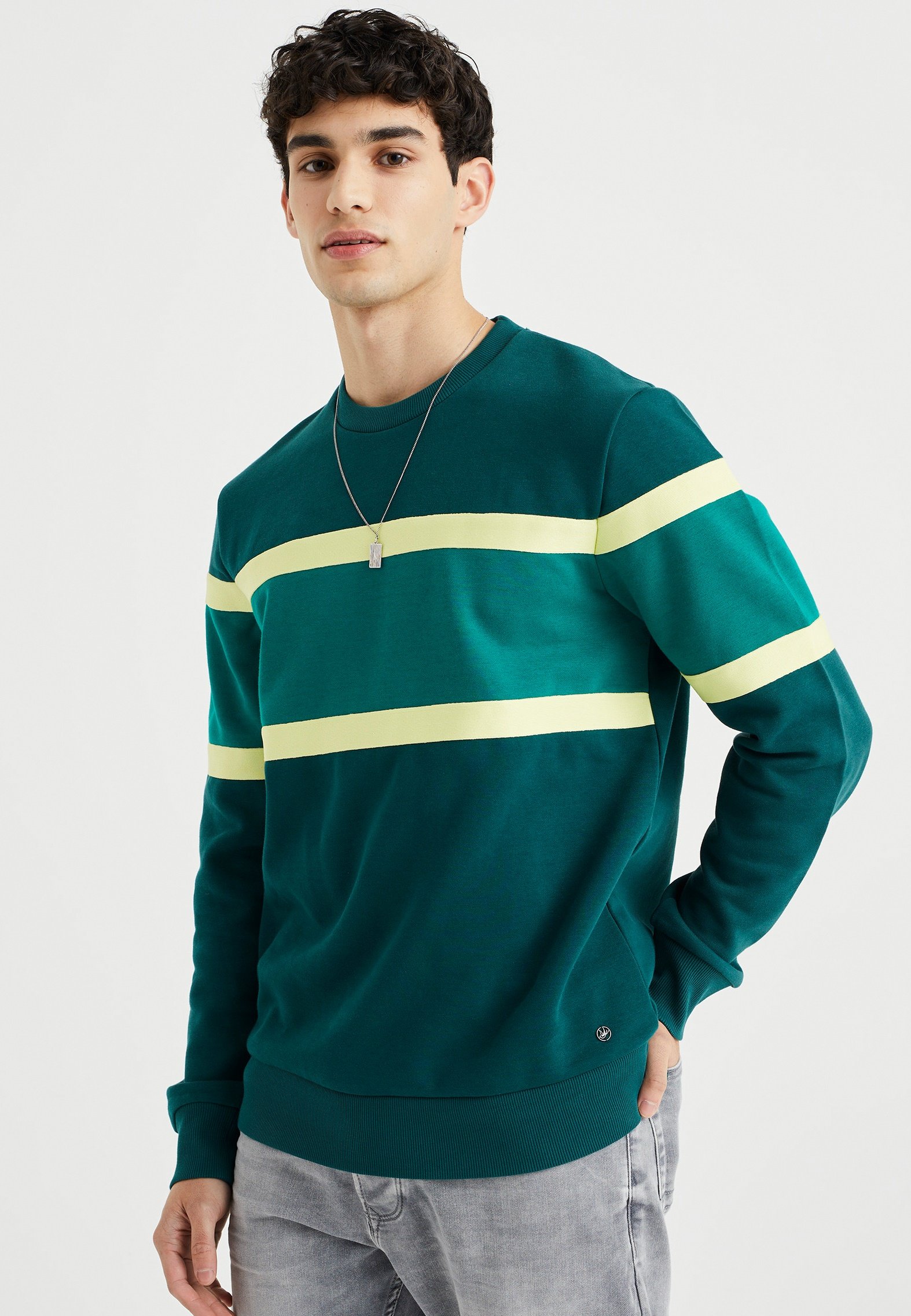 WE Fashion WITH COLOR BLOCK - Sweatshirt - green/vert - ZALANDO.FR