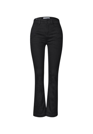 Street One, HIGH WAIST BOOTCUT JEANS IM SLIM FIT - Jeans bootcut - black rinse wash