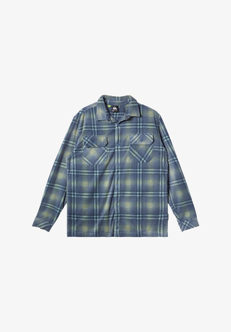 Klagt skjorte i blå, grønne og gule nuancer. Lavet af blød stof, har to brystlommer, knapmanchetter og en klassisk krave.