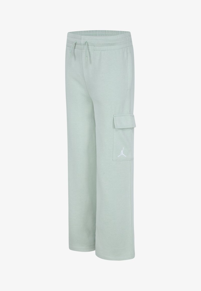 Joggers cargo verde-claro feitos de algodão suave, com um cós elástico, bolsos laterais e um destaque de logótipo branco na coxa.