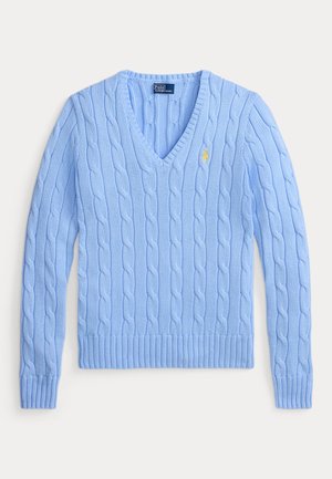 CABLE-KNIT COTTON V-NECK SWEATER - Πουλόβερ - baby blue