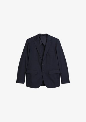 Jūras spēku žakete, izgatavota no kokvilnas auduma, ar izgrieztu atloku, divām priekšējām kabatām, divu pogu aizdari un diskrētu logotipa detaļu uz atloka.