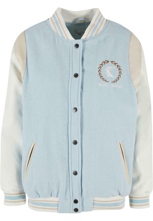 RETRO EMBLEM BLOCK COLLEGE - Bomber bunda - light blue white