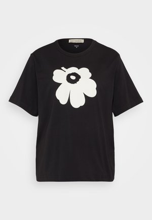 Marimekko ERNA UNIKKO PLACEMENT - T-shirt imprimé - black/off-white