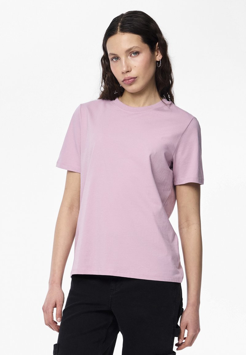 Pieces PCRIA SOLID TEE - Paprasti marškinėliai - dawn pink