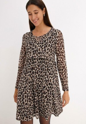 2 IN 1 MIT LEOPRINT - Vestito casual - brown